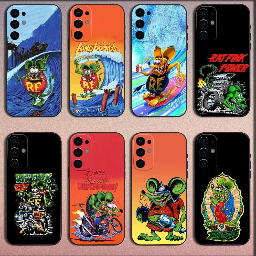 Surf Cool Rat F-Fink Phone Case For Samsung S25,S24,S21,S22,S23,S30,Ultra,S20,Plus,Fe,Lite,Note,10,9,5G Black Soft Cover