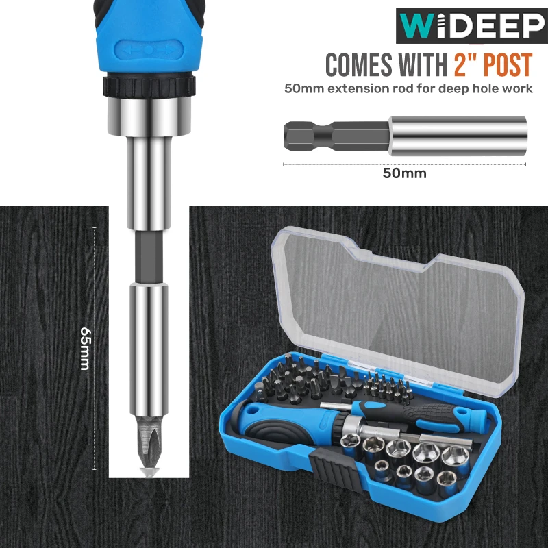 WIDEEP 44Pcs Precision Screwdriver Set Magnetic Torx Bits Screw Repair Torx Ratchet Screw Driver For Phone Laptop Hand Tool