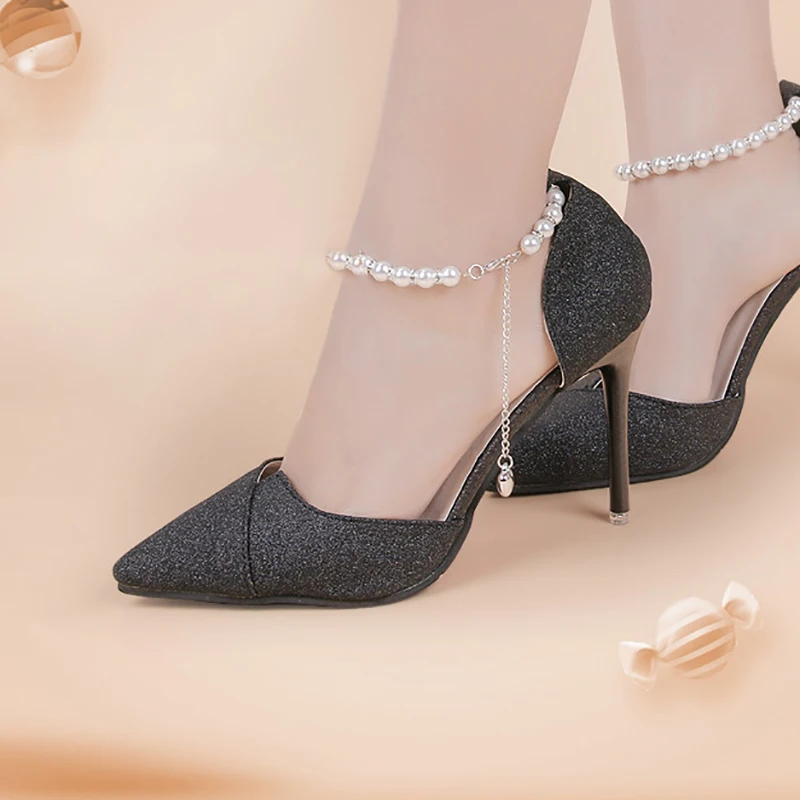 Women Shoelaces For High Heels Pearl Heels Band Shoe Belt Ankle Holding Anti-skid Bundle Tie Straps Band Shoes Decoration