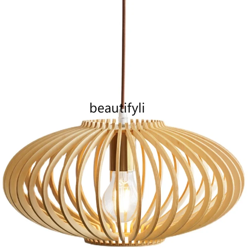 New Chinese Style Woodcraft Ceiling Lamp Nordic Retro Lantern Creative B & B Living Room Bedroom Study Balcony Dining Room Lamps