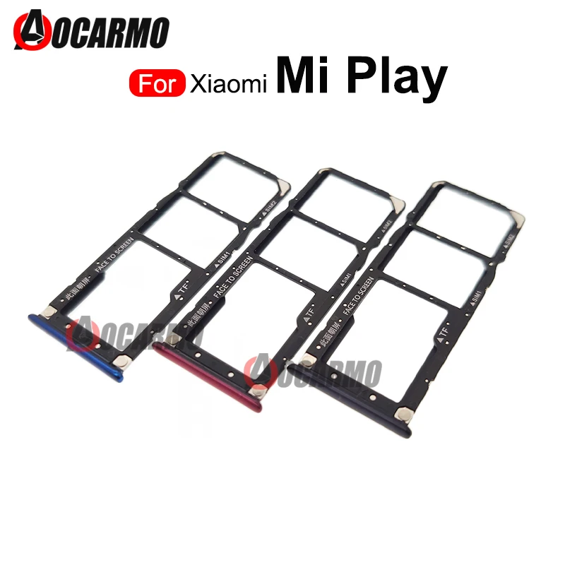 Red Black Blue SIM Tray For Xiaomi Mi Play Sim Card Socket Slot Holder Replacement Parts