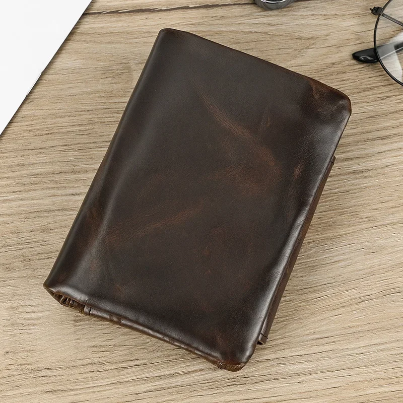 Yao Dong 3 Folds Genuine Leather Short Wallet Soft Cowhide Men's Business Card Wallets Zipper Purse Luxury Designer Men Women Wa