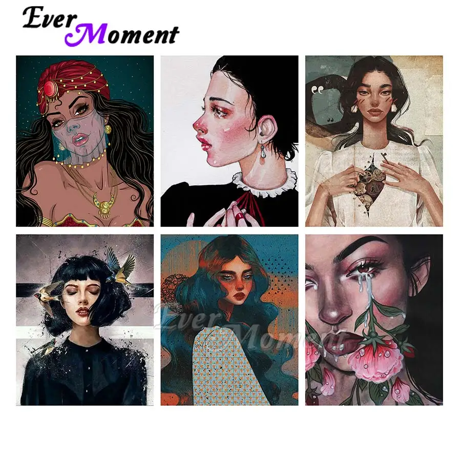 

Алмазная картина Ever Moment, полная квадратная смола, дрель, художественное украшение, краска для девочек, алмазная вышивка, мозаика, произведение искусства 5L1049