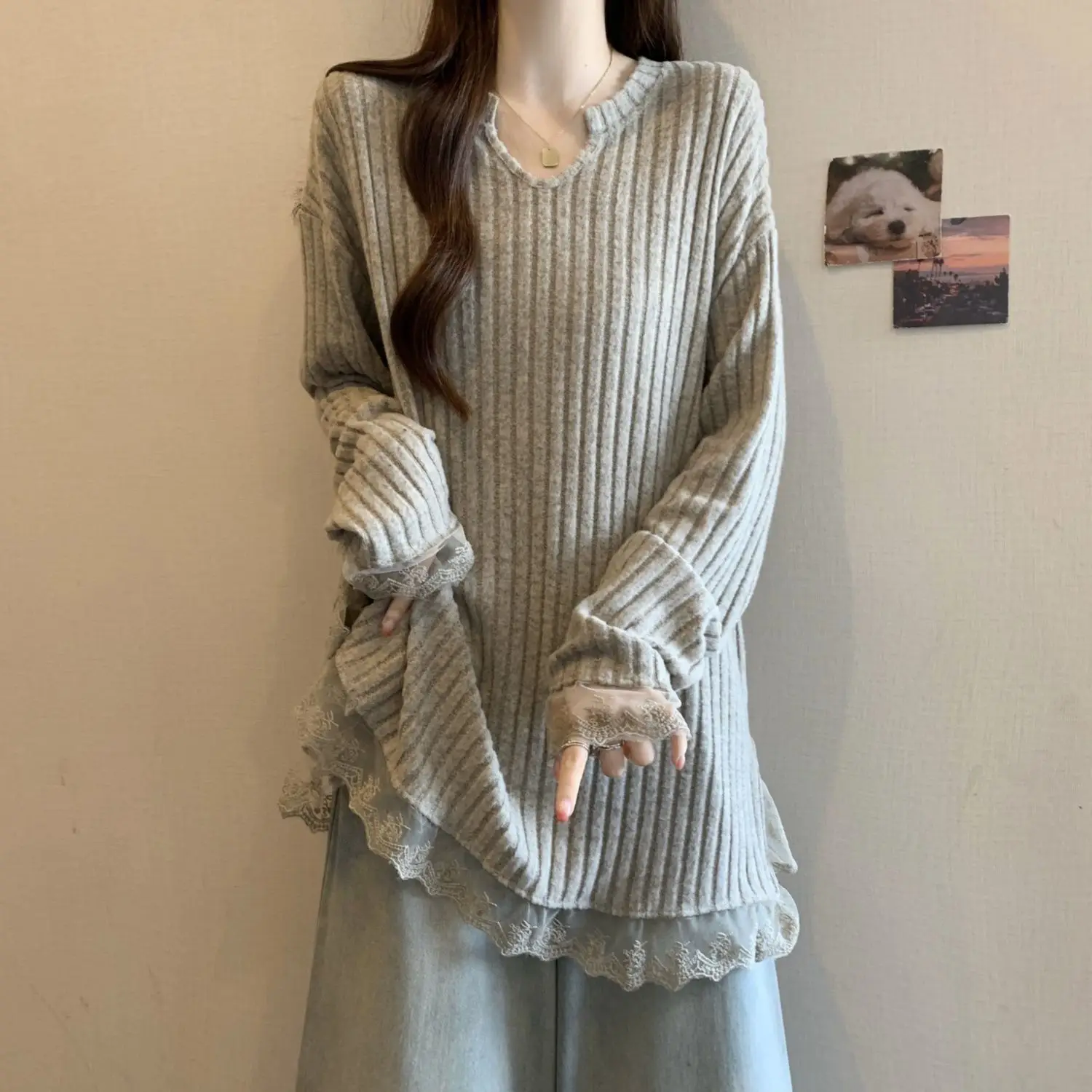 

Женская рубашка с v-образным вырезом и длинными рукавами, весна 2025, новая свободная и модная базовая рубашка для женщин