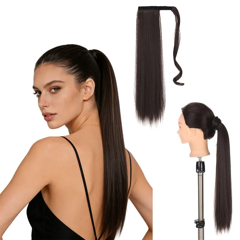 Realistic Human Hair Texture Straight Ponytail, Velcro Fastening Fluffy High Ponytail Hairpiece, Easy to Wear, Fashionable and Trendy, Suitable for Dating, Travel, Photography, Beauty Makeup, Holiday Parties, Etc., the Best Gift for Friends