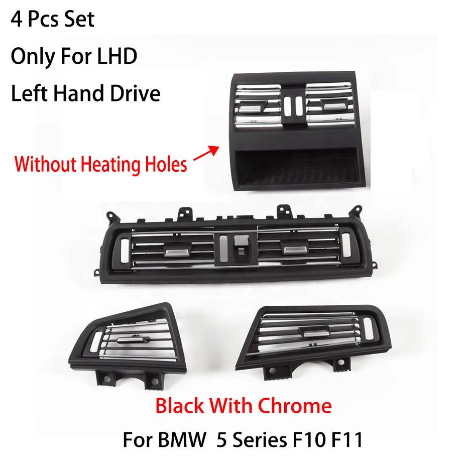 4 Pcs Kit Set Only For LHD Front Central Left Right Rear AC Conditioner Air Vent Grille For BMW 5 Series F10 F11 2010-2017