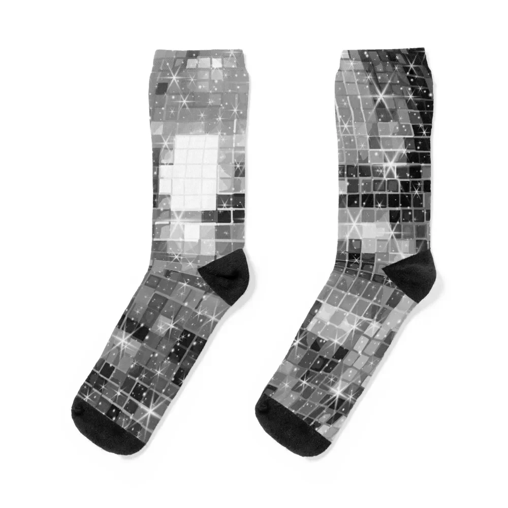 

Twinkle Silver Disco Ball All Over Pattern Socks bright garter Novelties winter thermal gift Socks Women's Men's