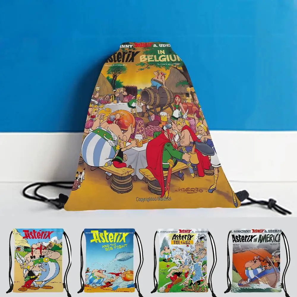A-Asterix Et O-Obelix Manga Print حقائب برباط حقائب هدايا للحفلات، حقائب ظهر برباط رياضية للصالة الرياضية والسفر والاستخدام الترفيهي