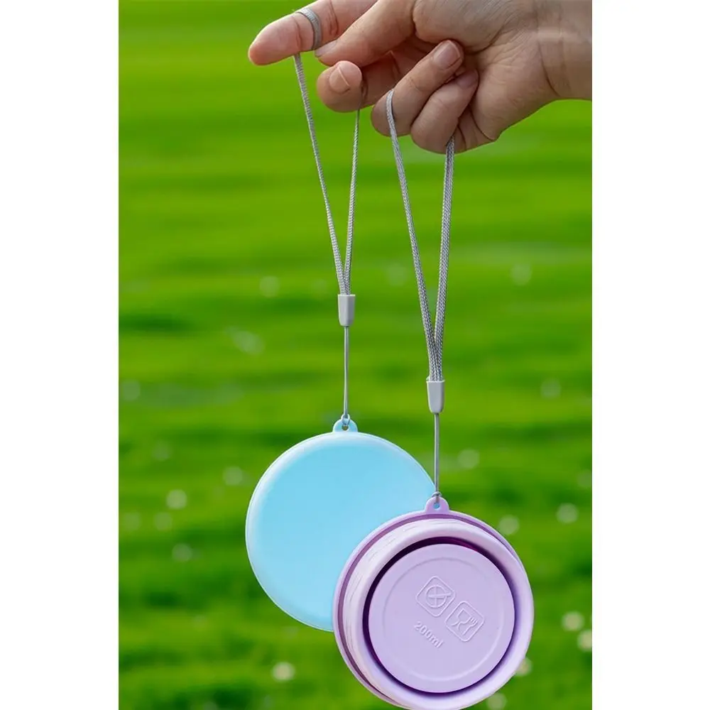 Nuevo Vaso Plegable de Silicona de 200 ml con Tapa, Vaso Retráctil de Silicona, Taza para Beber, Camping