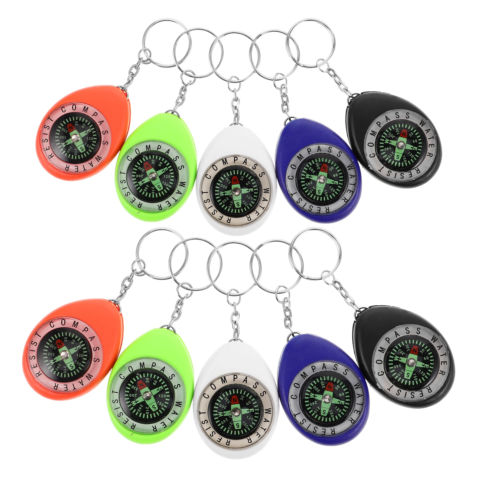 

10 Pcs Portable Compass Pendant Keychain Ring Survival Mini Ornament Compasses Small Bulk