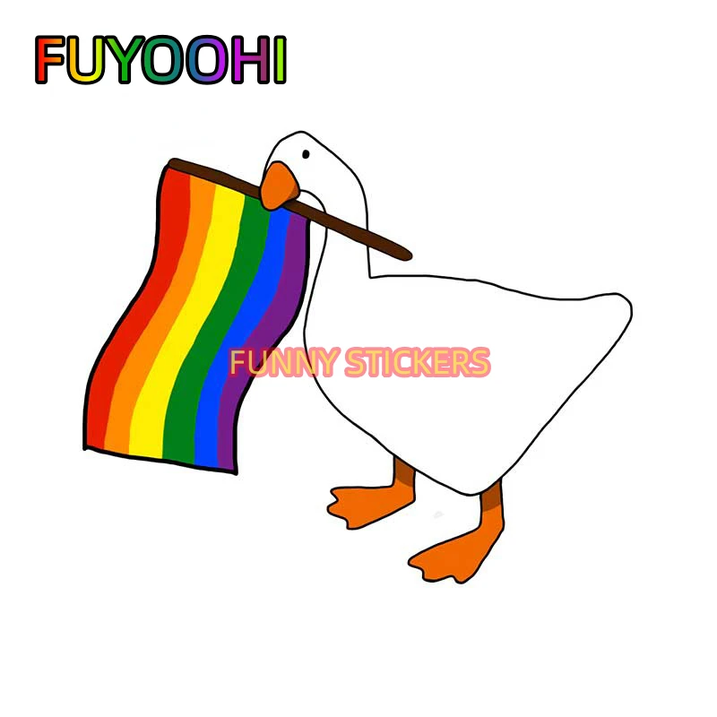 FUYOOHI Gay Goose Pride Car Stickers Sunscreen Fashionable Decals Creative Laptop Caravan Decor Car Label