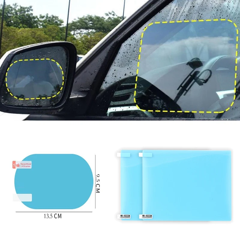4Pcs Car Rearview Mirror Anti Fog Film Rainproof Waterproof Glare Reduction Clear Nano Coating Protective Cover For Side Windows