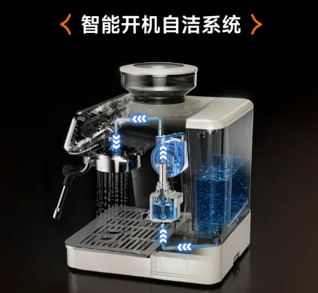 Double Pump Double Heating Italian Semi-automatic Coffee Machine Household Small Cold Brewing and Grinding Integrated
