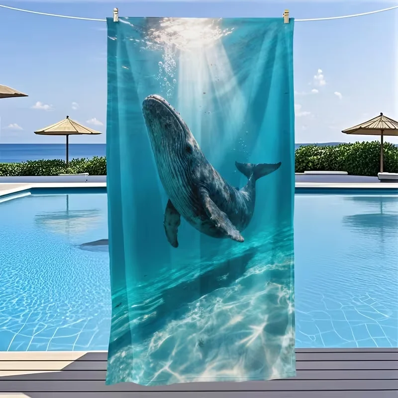 Sunset Dolphin Palm Tree Seaside Beach Towel Sandproof Absorbent Towel Ocean Sunset Scenery Print Summer Holiday Travel Towel