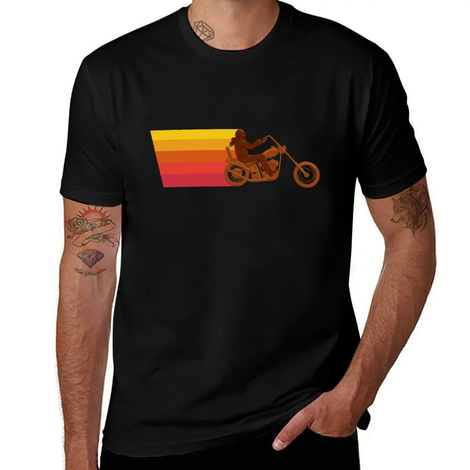 Chopper motorcycle 70's stlye T-Shirt anime figures customs men clothing