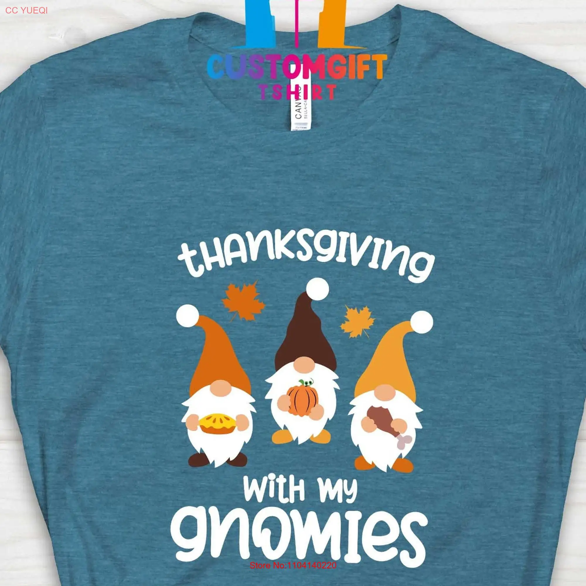 Thanksgiving With My Gnomies T shirt Fall Funny Gnomes Pumpkin Season long or short sleeves