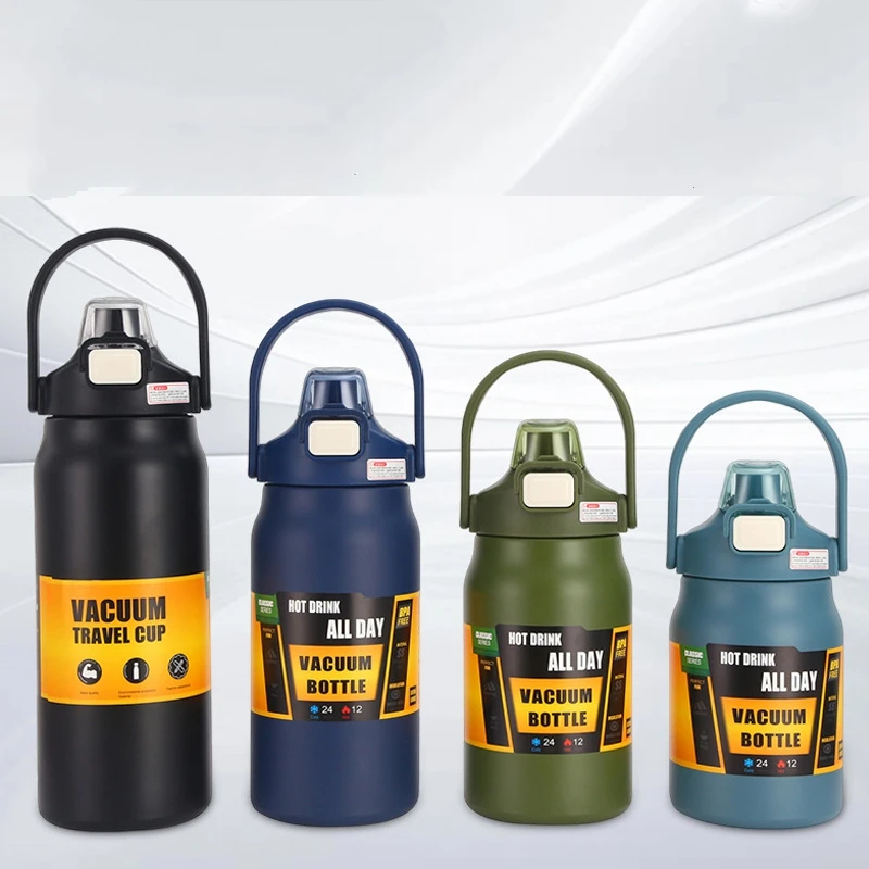 1.5L 고급 스테인리스 보온병 대용량 보온 물병 휴대용 진공 머그컵 보온병 1500ml 단열 컵 텀블러 썸네일 2