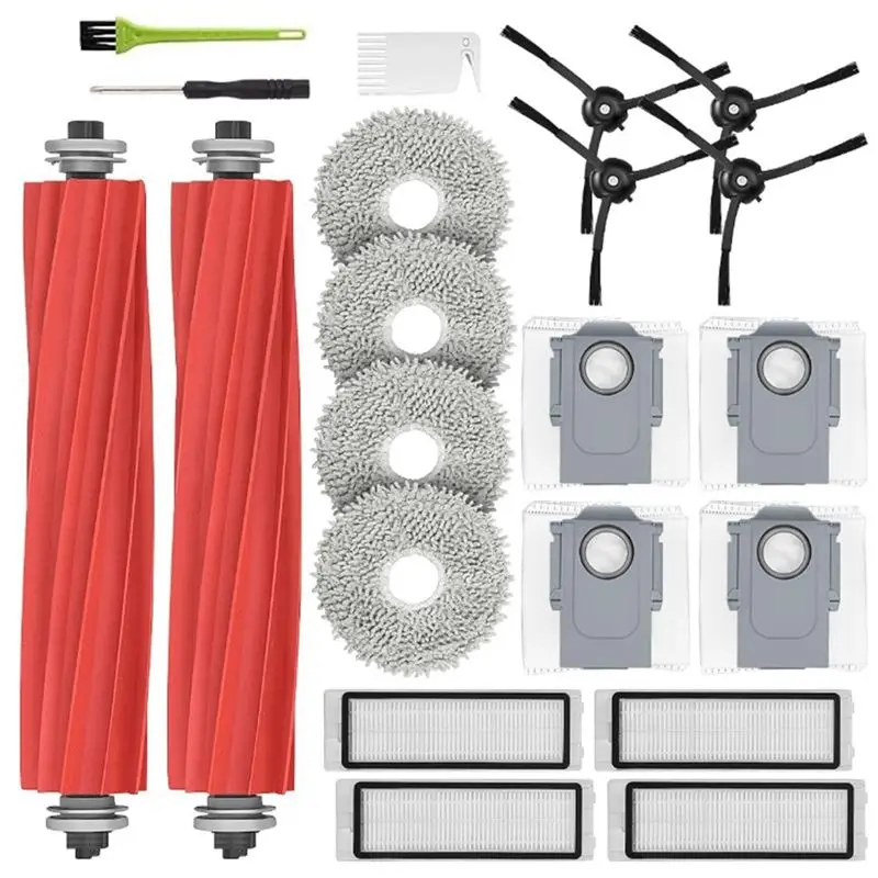 AEE4-For Roborock Q Revo Accessory Kit Replacement Parts Kit With Main Brushes,Mop Pads,Dust Bags,HEPA Filters, Side Brushes