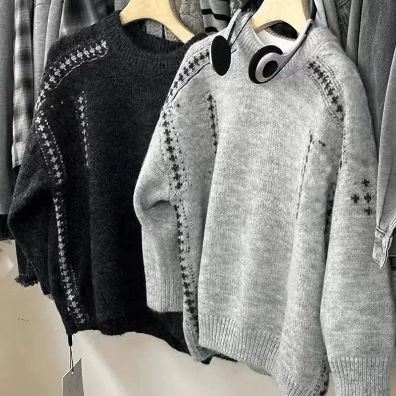 سترة للأولاد على الطراز الكوري سترة خريف وشتاء 2025 وصلت حديثًا ملابس أطفال أنيقة باللون الأسود تريكو من 3 إلى 14 سنة