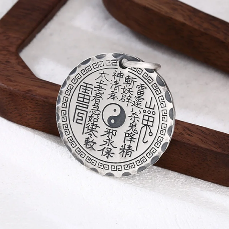 new 999 Pure Silver Pendant Vintage Thai Silver Personalized Tai Chi Bagua Mountain Ghost Brand Pendant Male Lucky Talisman