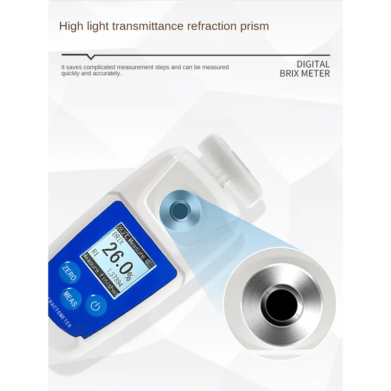 Digital Refractometer Sugar Meter Refractometer Digital Fruit Sugar Meter Juice Drinks Measuring Range 0-55%