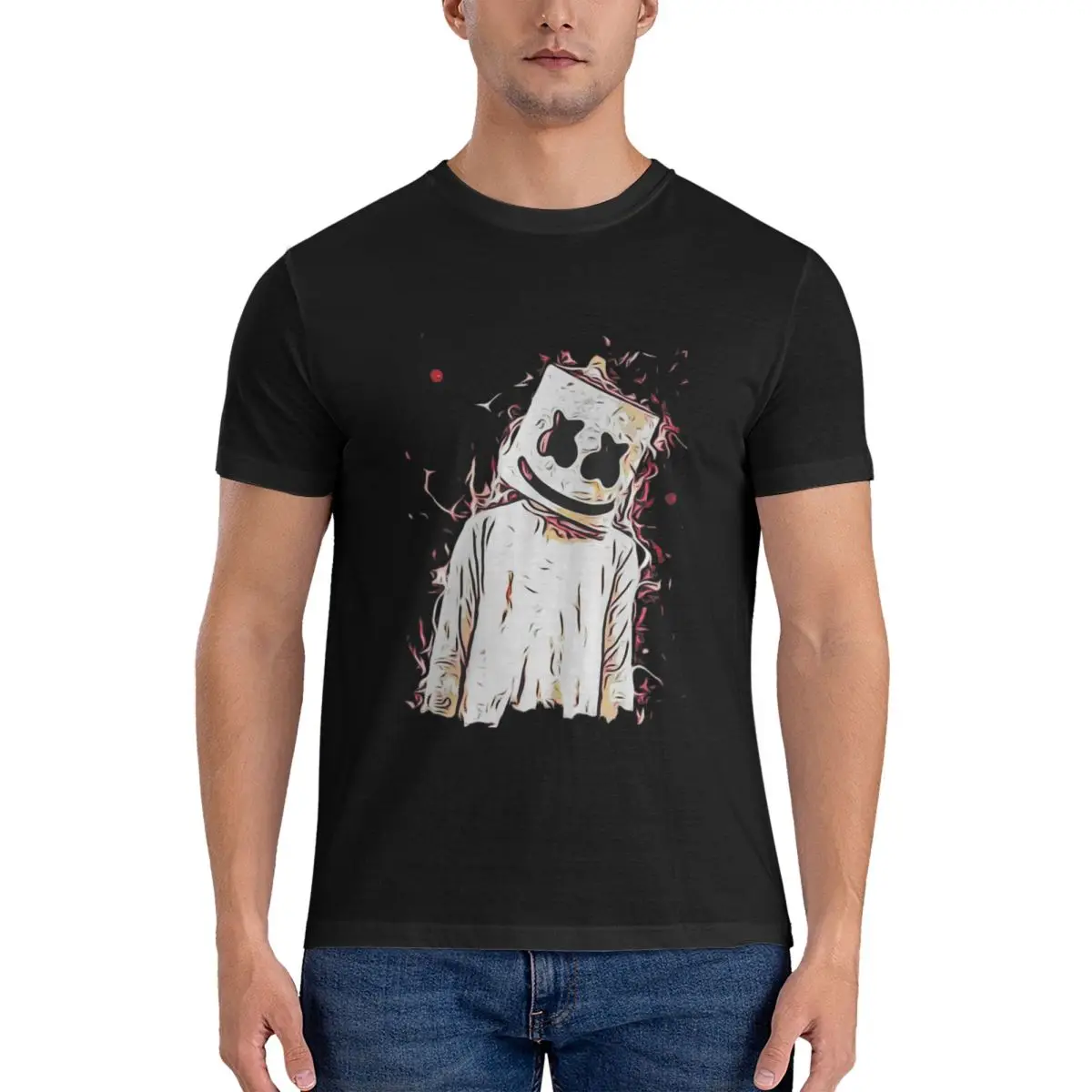 Unique T-Shirts Men Round Collar Cotton T Shirt m-marshmello & kane brown Short Tee Shirt Graphic Printed mens clothing fugees