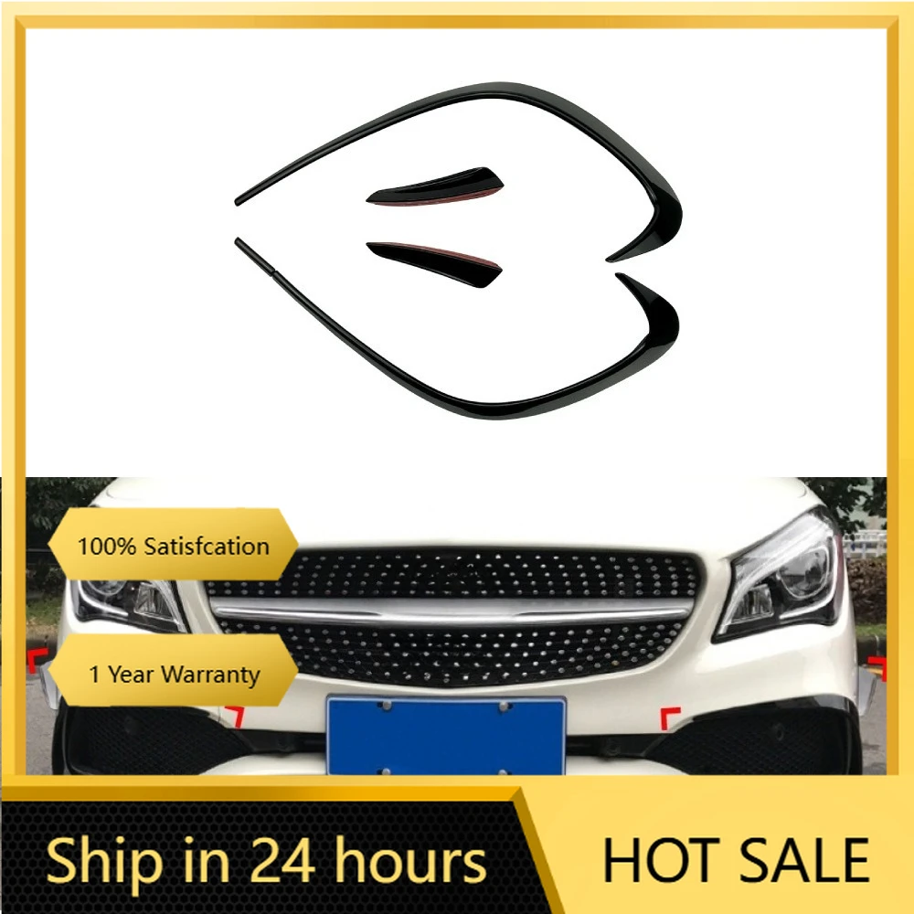 

Эмблемы для Mercedes-Benz CLA C117 X117 2016-19, дефлекторы переднего бампера, стиль AMG, агрессивный стиль, прямая посадка, глянцевый черный ABS