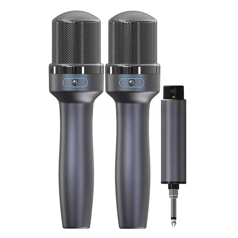 Wireless Karaoke Microphone Dual Pack, Plug & Play Receiver with Dual Output Jacks, Ideal for Live Podcasts Karaoke
