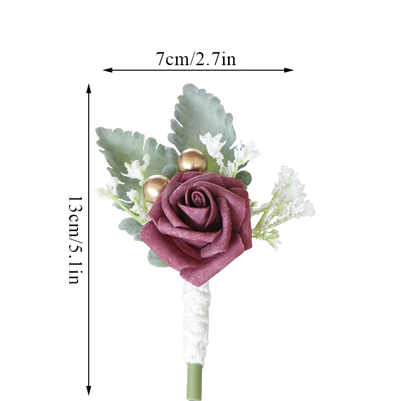 Boutonniere Hoa Cưới Xòe Chân Trắng Hồng Chú Rể Boutonniere Khuy Áo Cưới Imulation Hoa Phụ Kiện