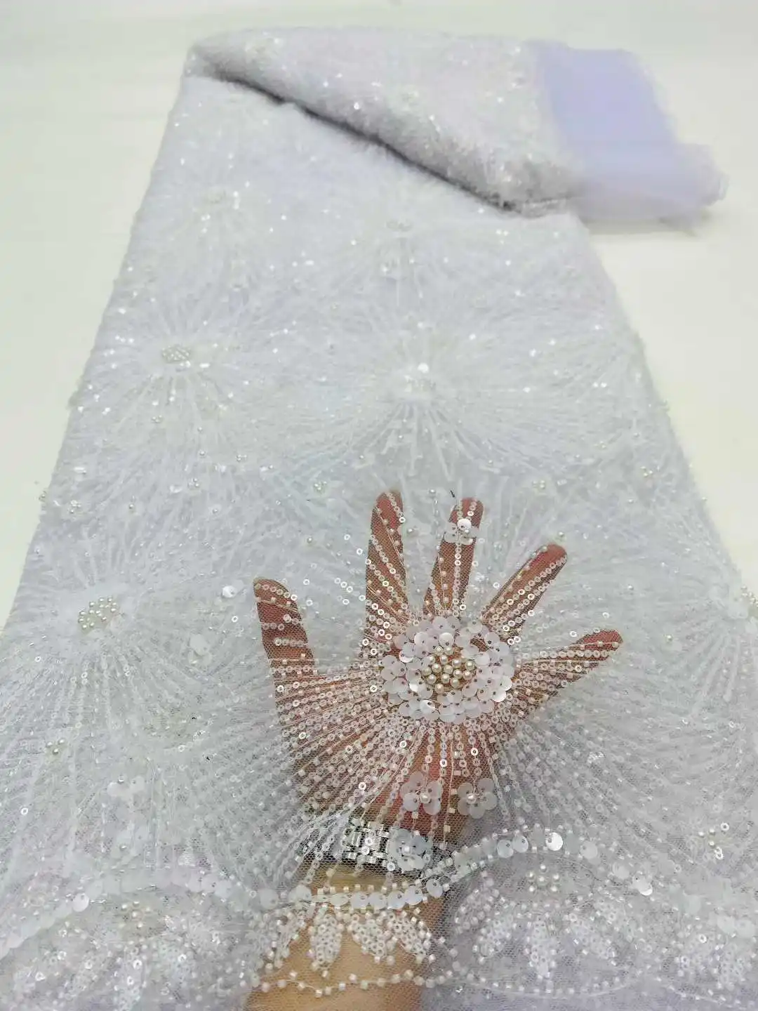 

Роскошная африканская тяжелая бисерная ткань 2021, высокое качество, нигерийские блестки с жемчужным кружевом, французский тюль, кружевная ткань для шитья вечерних платьев