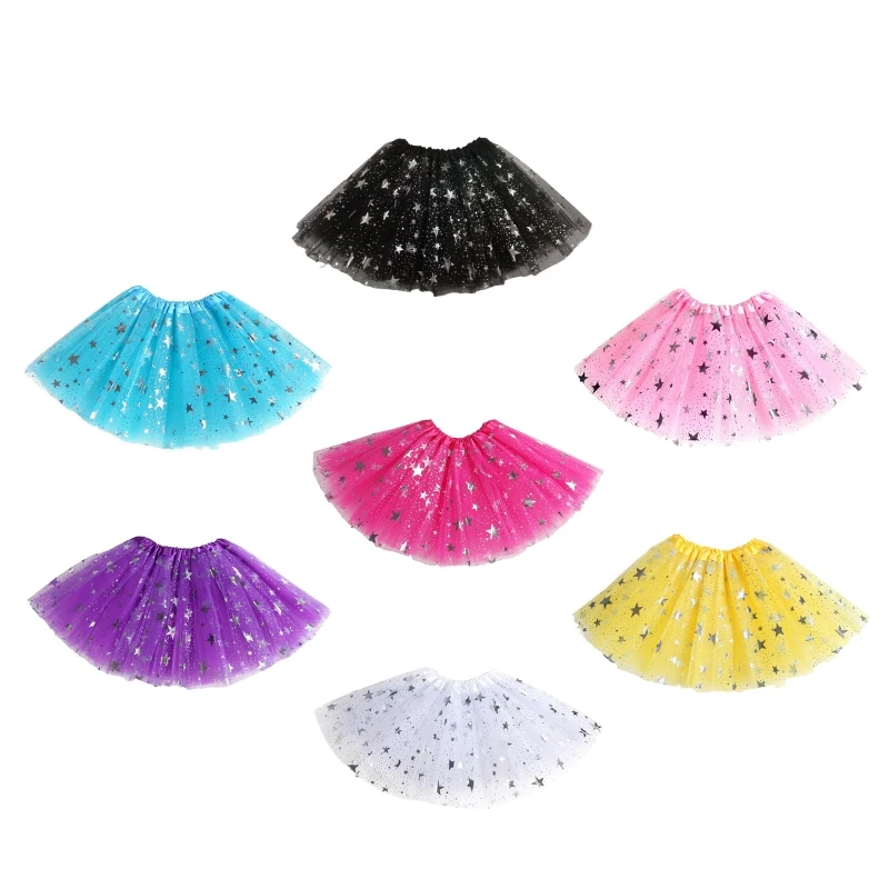 Children Kids Girls Ballet Skirts Elastic Mesh Dress Gymnastics Dancing Skirt Princess Pettiskirts Dance Tutus