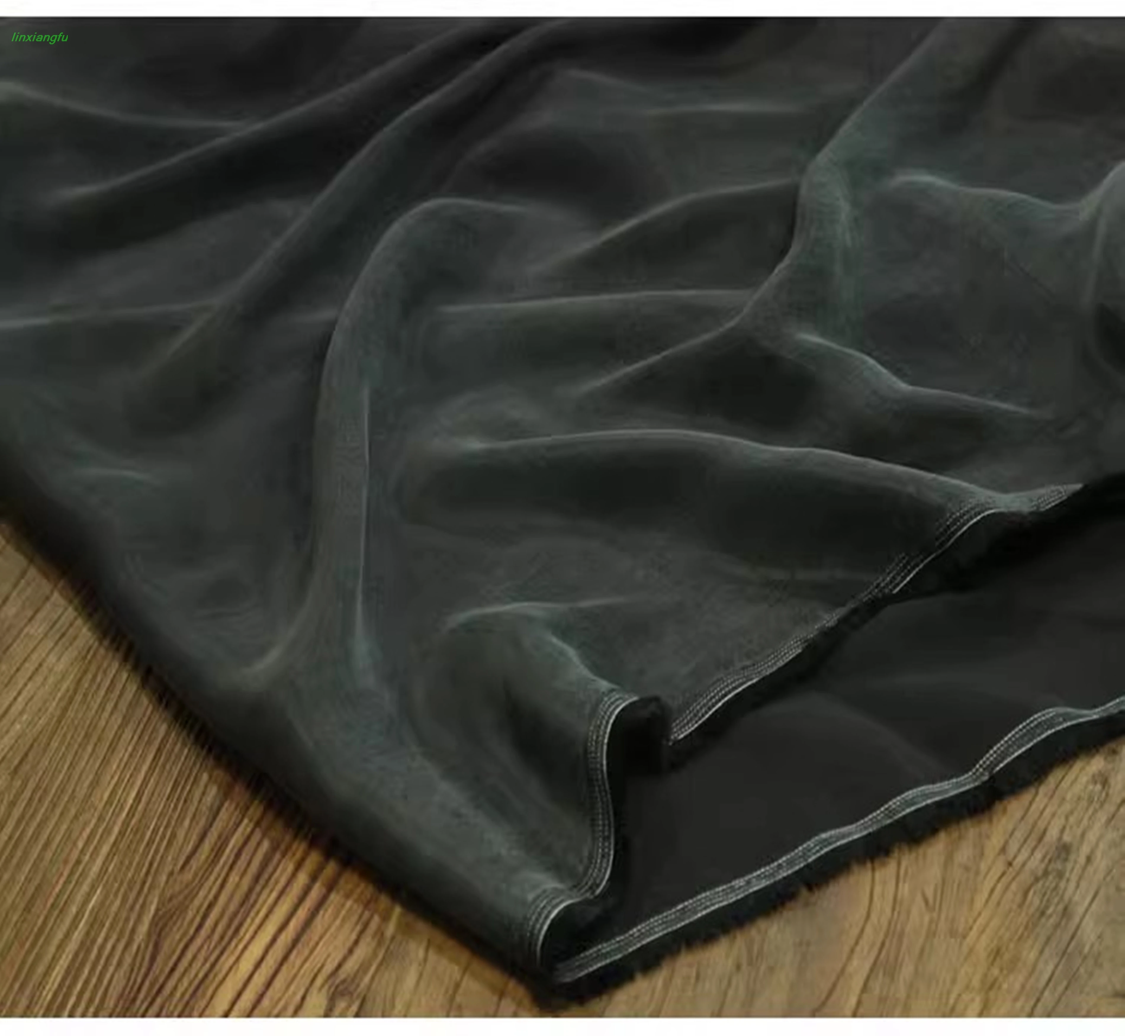 Diseño de alta gama con tela suave sedosa súper vertical, tela de seda de amoníaco de cobre resistente, tela para ropa de pantalones, negro gris