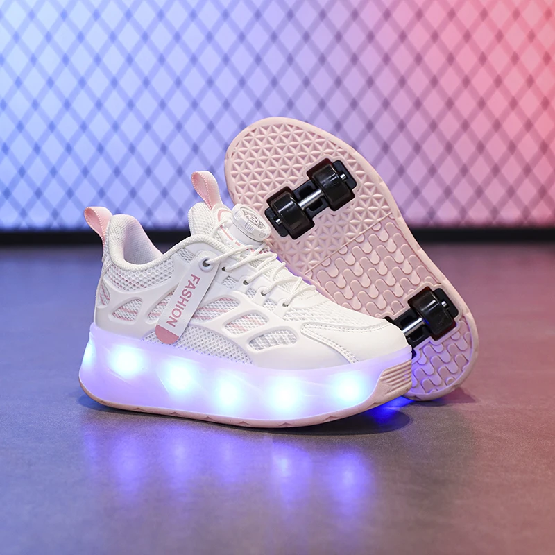 Children's Sports Shoes with LED Lights Breathable Mesh USB Rechargeable Luminous Training Shoes for Boys and Grils Sneakers