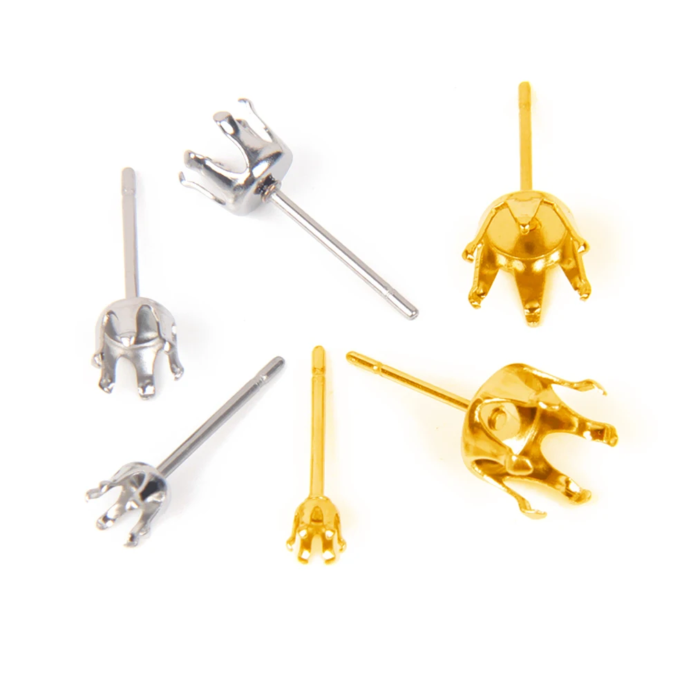 30 Stück Edelstahl-Ohrringstifte, 3mm-8mm, mit Becherfassung, für DIY-Schmuckherstellung – Detail 4