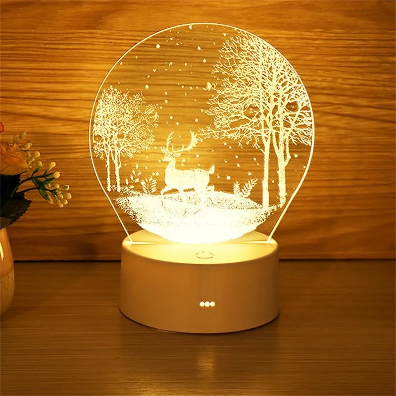 3D Acrylic LED Night Lamp USB Operated - Bedside Table Highlight for Birthday & Home Interior Decoration