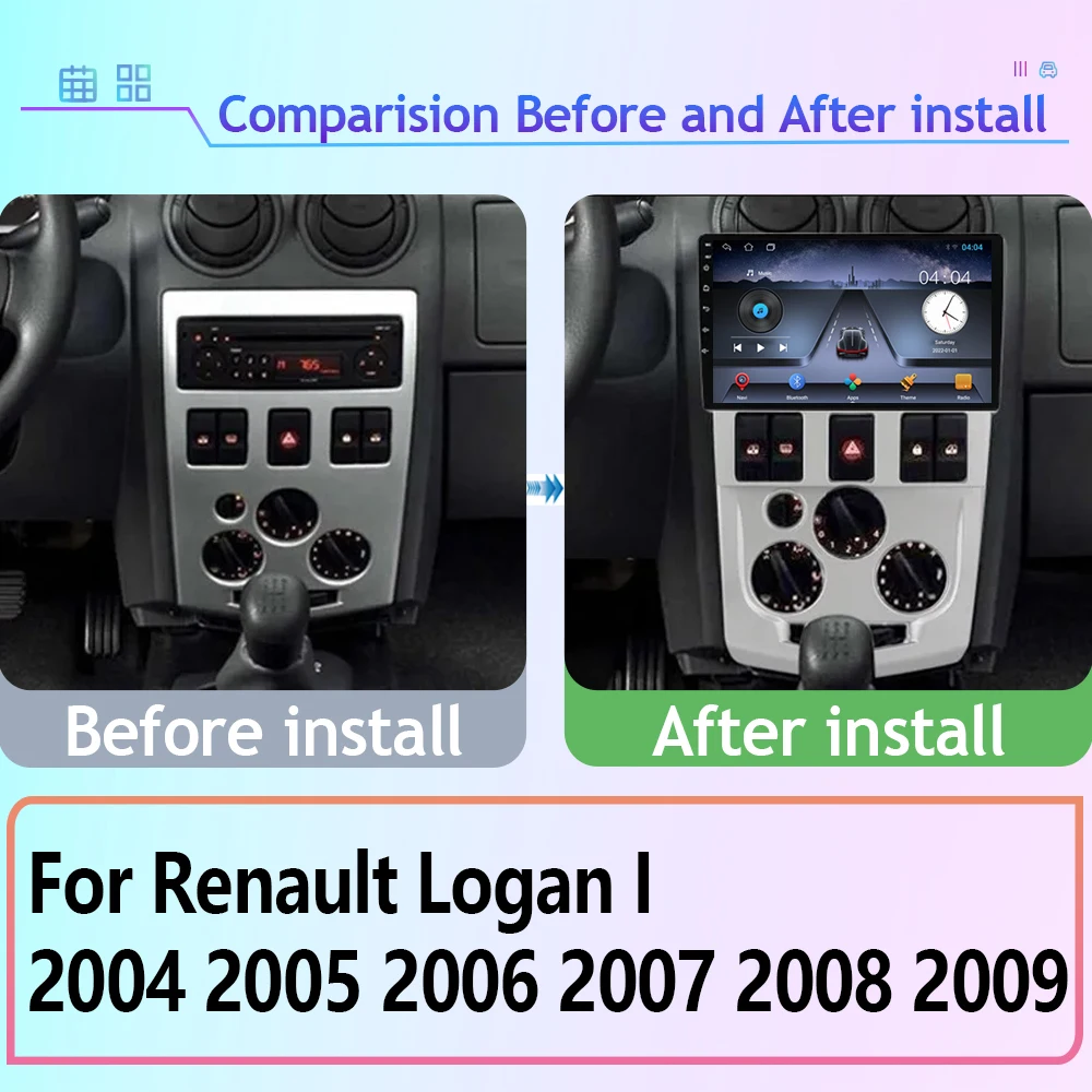 Android 13 For Renault Logan I 2004 2005 2006 2007 2008 2009 Multimedia GPS Car Player Auto Radio Navigation Stereo Carplay DVD