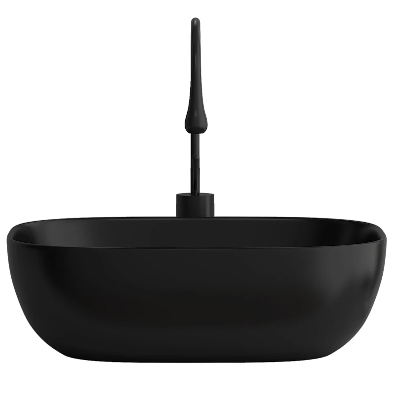 Matte black countertop basin, washbasin, household ceramic bathroom washbasin, single basin