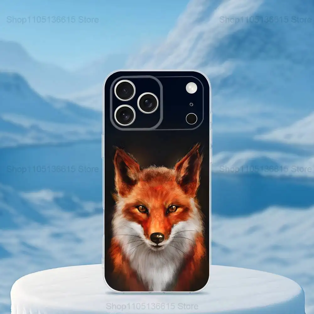 Funda de teléfono Cool Painting Art Fox para iPhone 16,15,14,13,12,11,17 Pro,Max,Plus,X,XS,XR,SE,Mini cubierta suave transparente