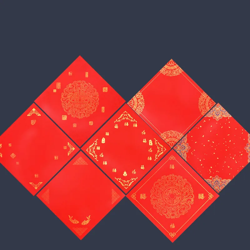 Chinese Red Half Ripe Xuan Paper Window Papier Chinese Style Handmade Artwork Rice Paper Spring Paper Fu Character Door Stickers