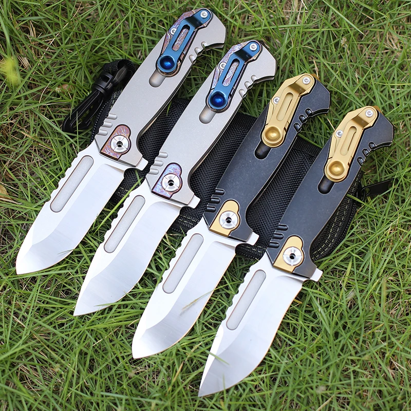 

10CR15MVCO Steel Titanium Alloy Handle Folding Knife Bearing Outdoor Camping Survival Fishing EDC Fruit Tool Knife
