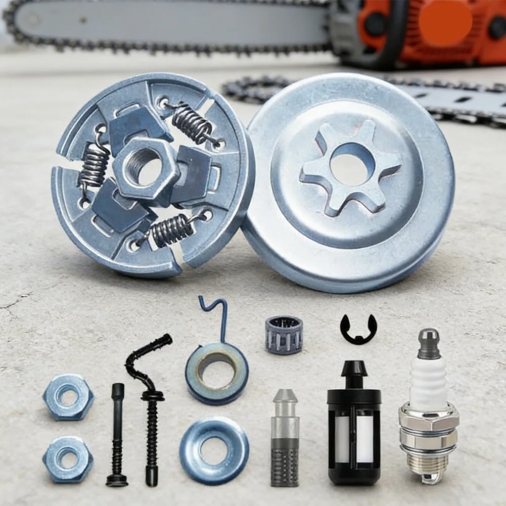 Clutch Drum Replacement Kit Chainsaw Clutch 3 8 Spur Sprocket Kit E-clip Washer Fuel Filter Spark Component Hose X2