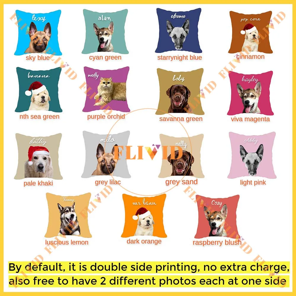 Personalized Pet Cat Dog Photo Square Pillow,Customized Your Photo Portrait Pillows,Birthday Memorial Gift,Lover Gifts