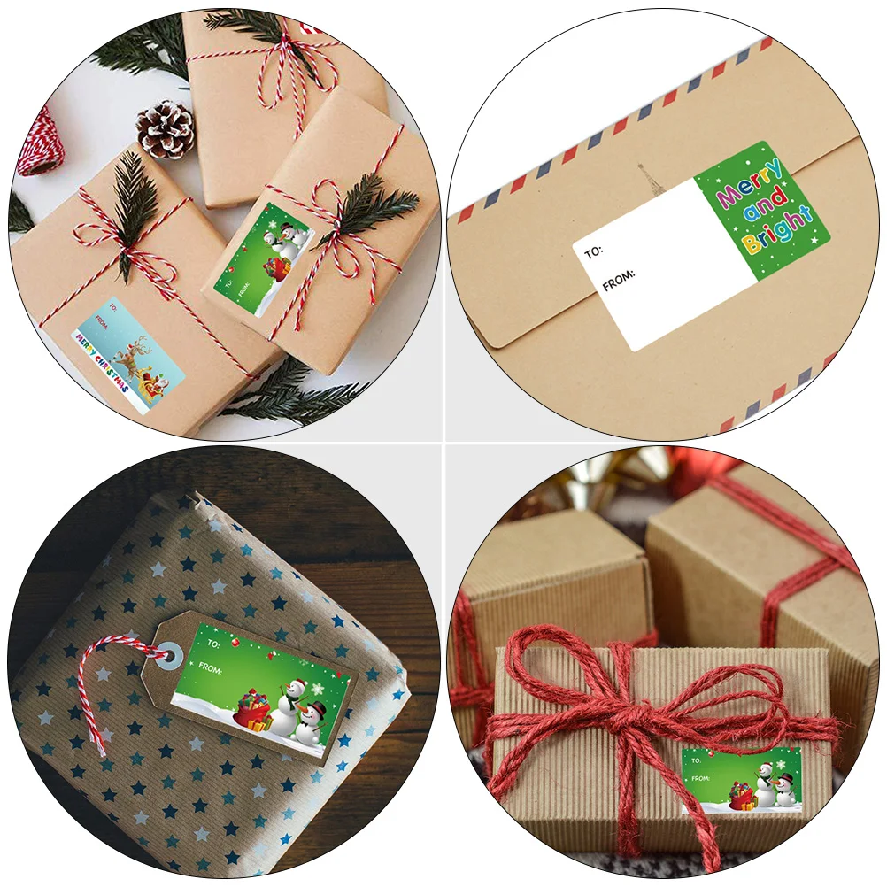 2 Rolls Cute Christmas Decoration Stickers Kids Gifts Label Sticky Xmas Labels Merry