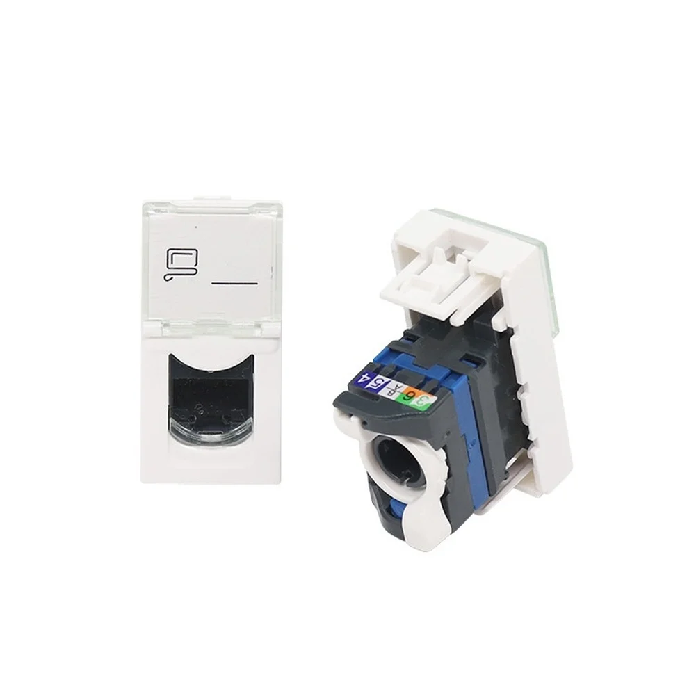 Connector Panel for Cat 6 Cables 45x22.5mm with Rotatable Design and Dust Cover for For server Room Use White 5 Pack