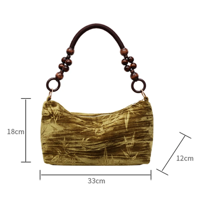 New Women's Shoulder Bag Chinese Style Beading Tote Bag Ladies Luxury Designer Retro Female Handbag Dating Commuter Underarm Bag