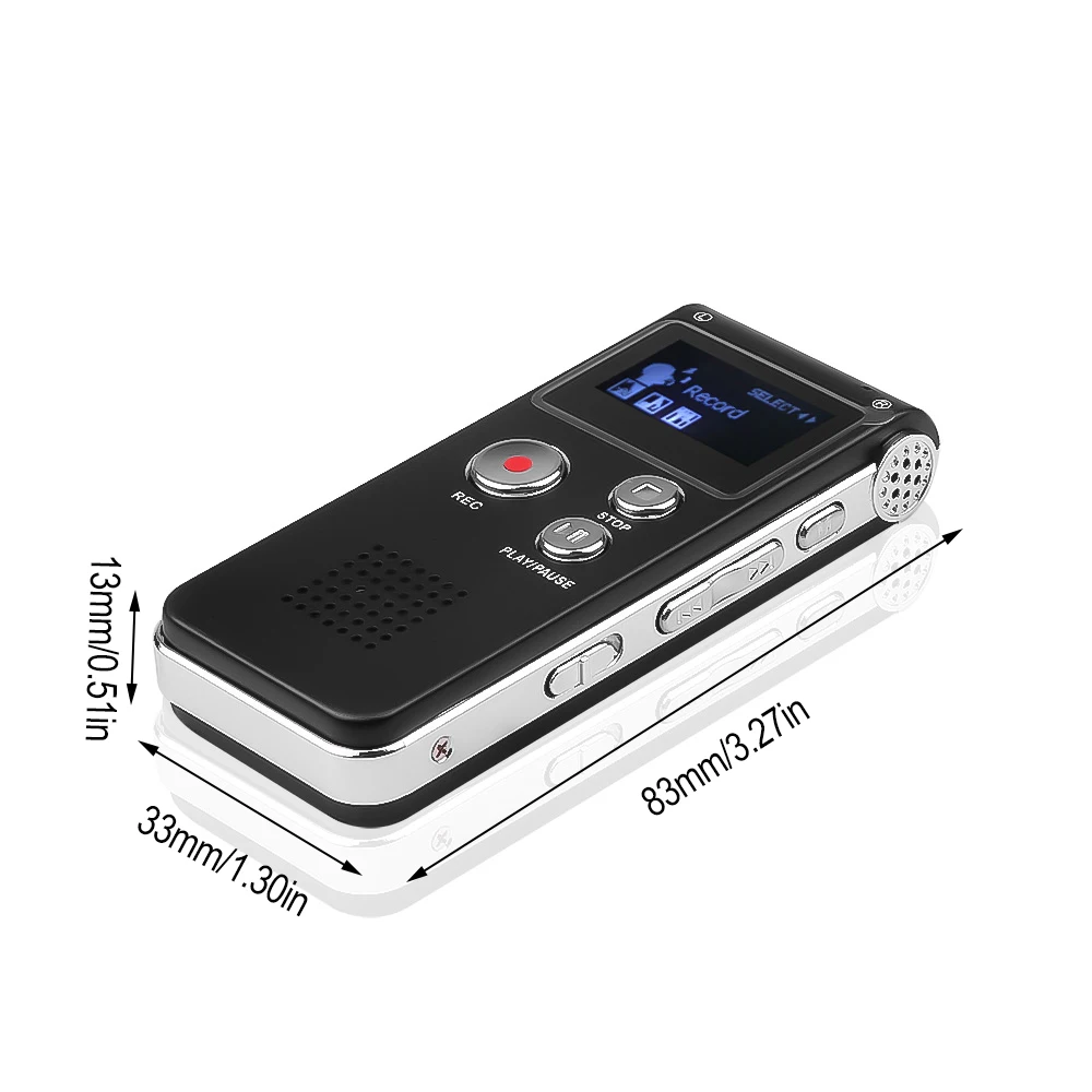 Professional Voice Activated Digital Voice Recorder Portable Audio Recorder Noise Reduction Recording Dictaphone WAV MP3 Player