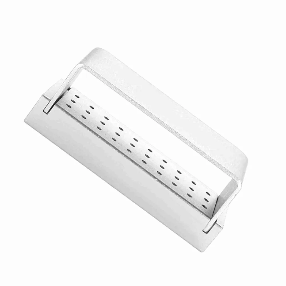 Aluminium Dental Disinfection Box High/Low Speed 30 Holes Dental Bur Holder Professional Dental Bur Block Dental Office Storage