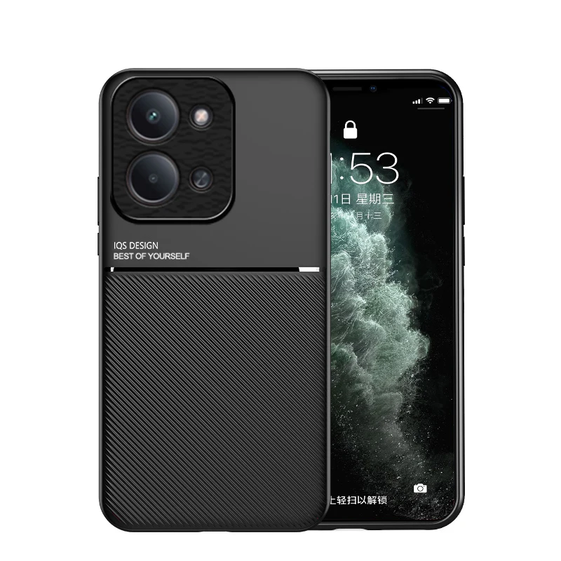 For Redmi 15C A5 Global 171MM Car Magnetic Leather Texture Case For Redmi 15C EU 173MM Soft Silicone Shockproof Protective Cover