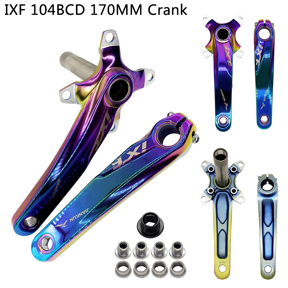 IXF Bicycle Cranks Integrated Mountain Bike MTB Hollowtech Crankset 104BCD Round Connecting Rods 170MM Crank Arm Length Parts