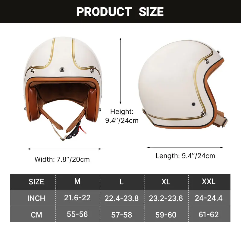 Caschi Moto classici Lvory White DOT approvati Retro Open Face 3/4 mezzo casco per Moto ciclomotore Jet casco adulto uomo donna